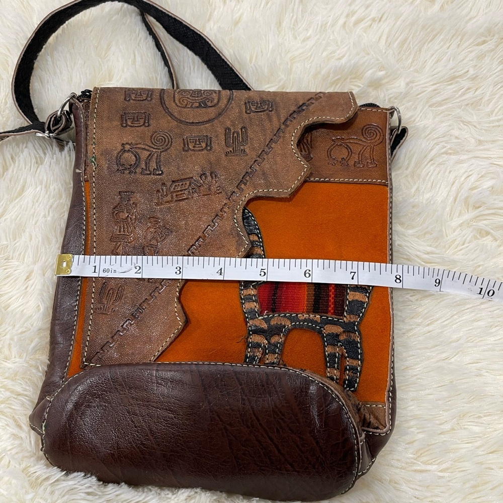 Brown and Orange Crossbody Bag with Unique Design - Picture 6 of 8